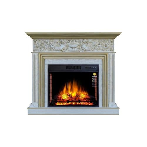 Камінокомплект Аrtiflame residence af28s білий дуб б'янко, патина золото (зі звуком)